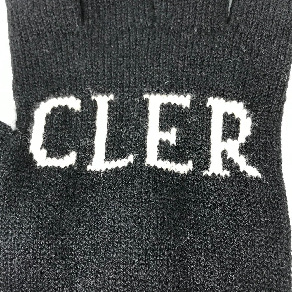MONCLER Glove Wool, Polyester black logo Women Used Authentic