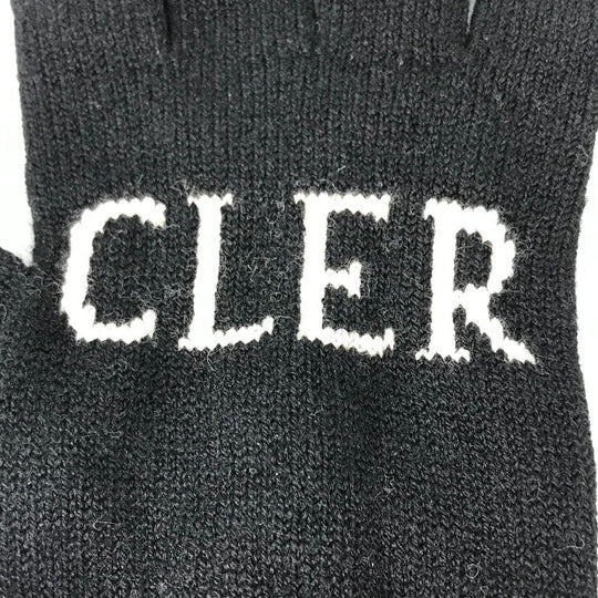 MONCLER Glove Wool, Polyester black logo Women Used Authentic