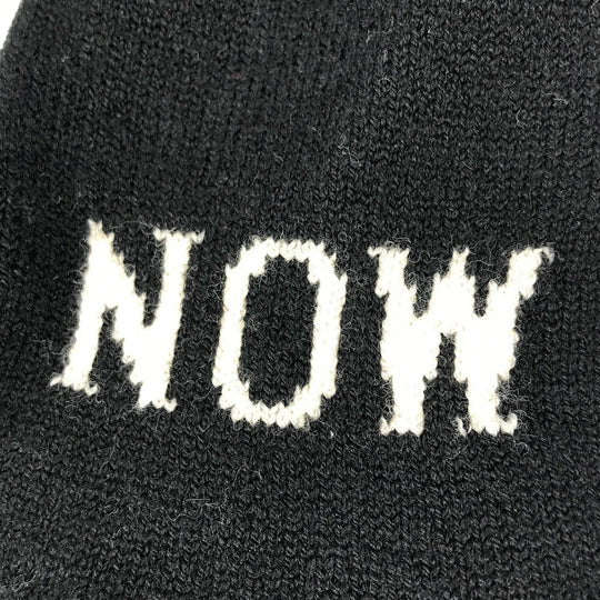 MONCLER Glove Wool, Polyester black logo Women Used Authentic