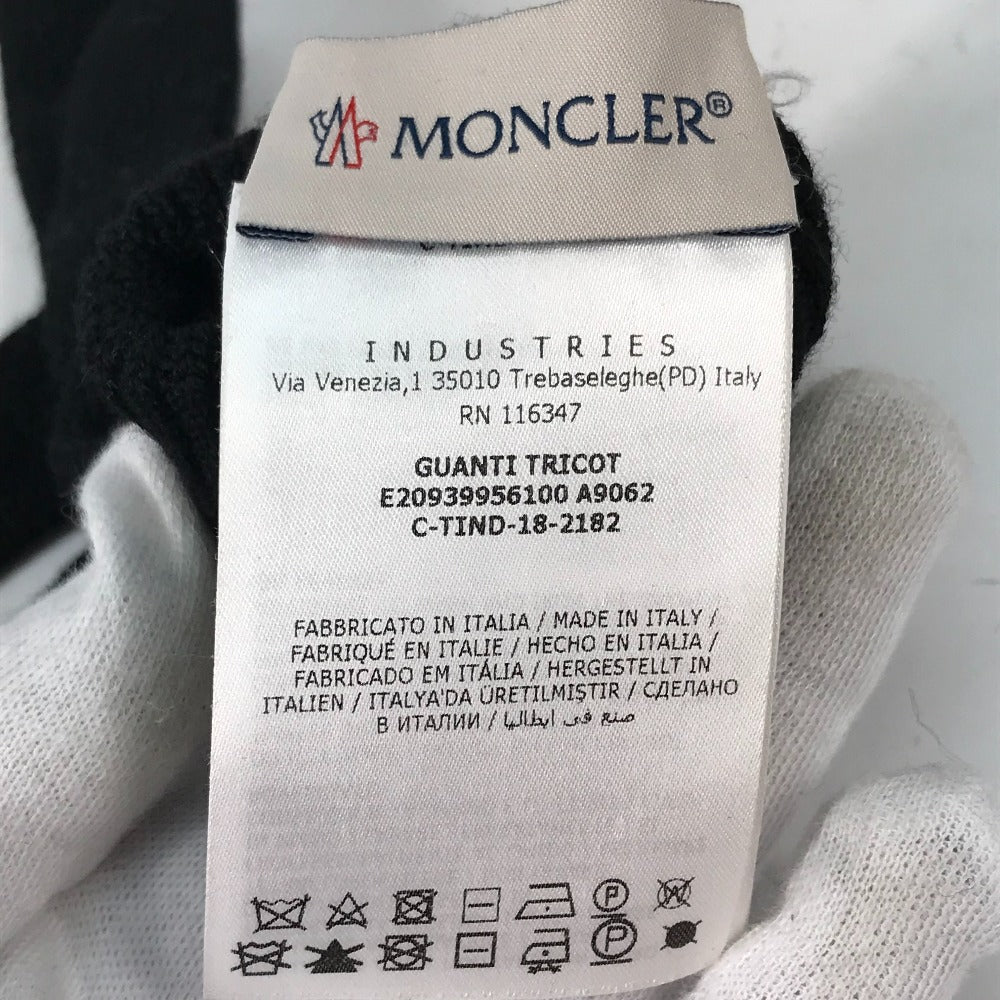 MONCLER Glove Wool, Polyester black logo Women Used Authentic