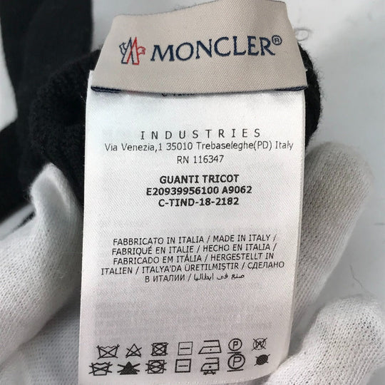 MONCLER Glove Wool, Polyester black logo Women Used Authentic