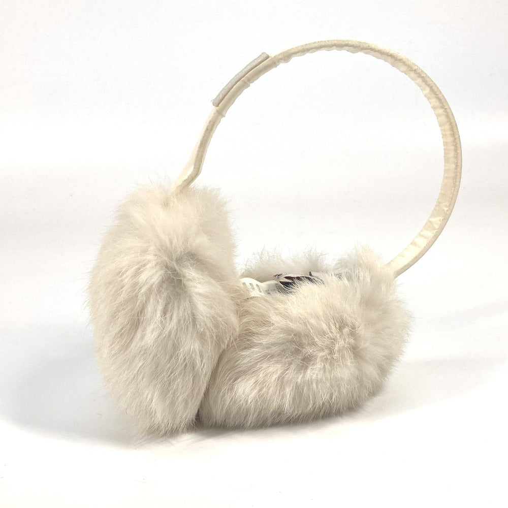 MONCLER Earmuff Nylon, Fur white Earmuff Women Used Authentic