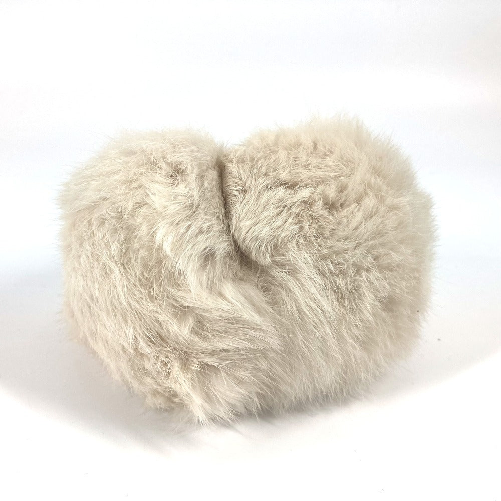 MONCLER Earmuff Nylon, Fur white Earmuff Women Used Authentic