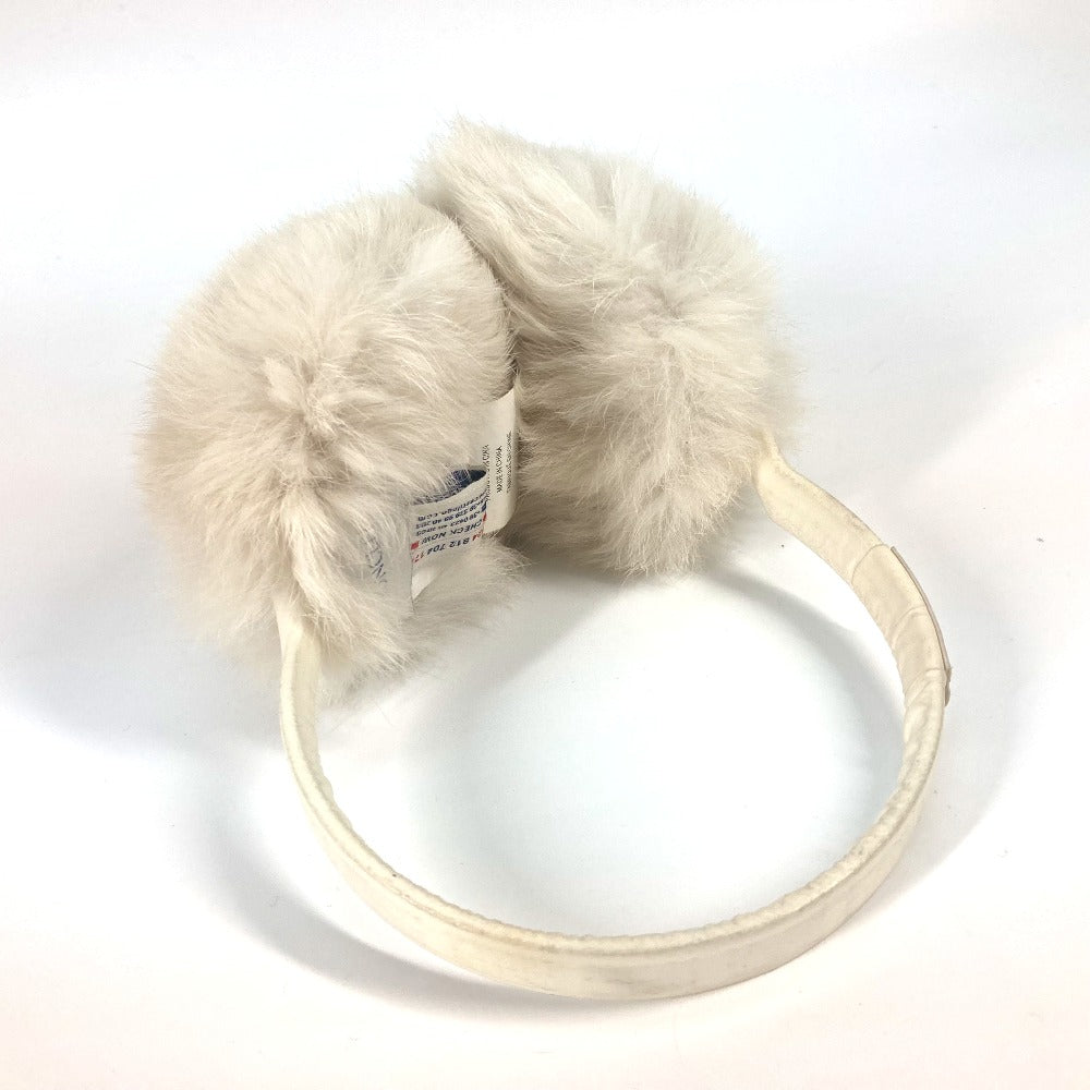 MONCLER Earmuff Nylon, Fur white Earmuff Women Used Authentic