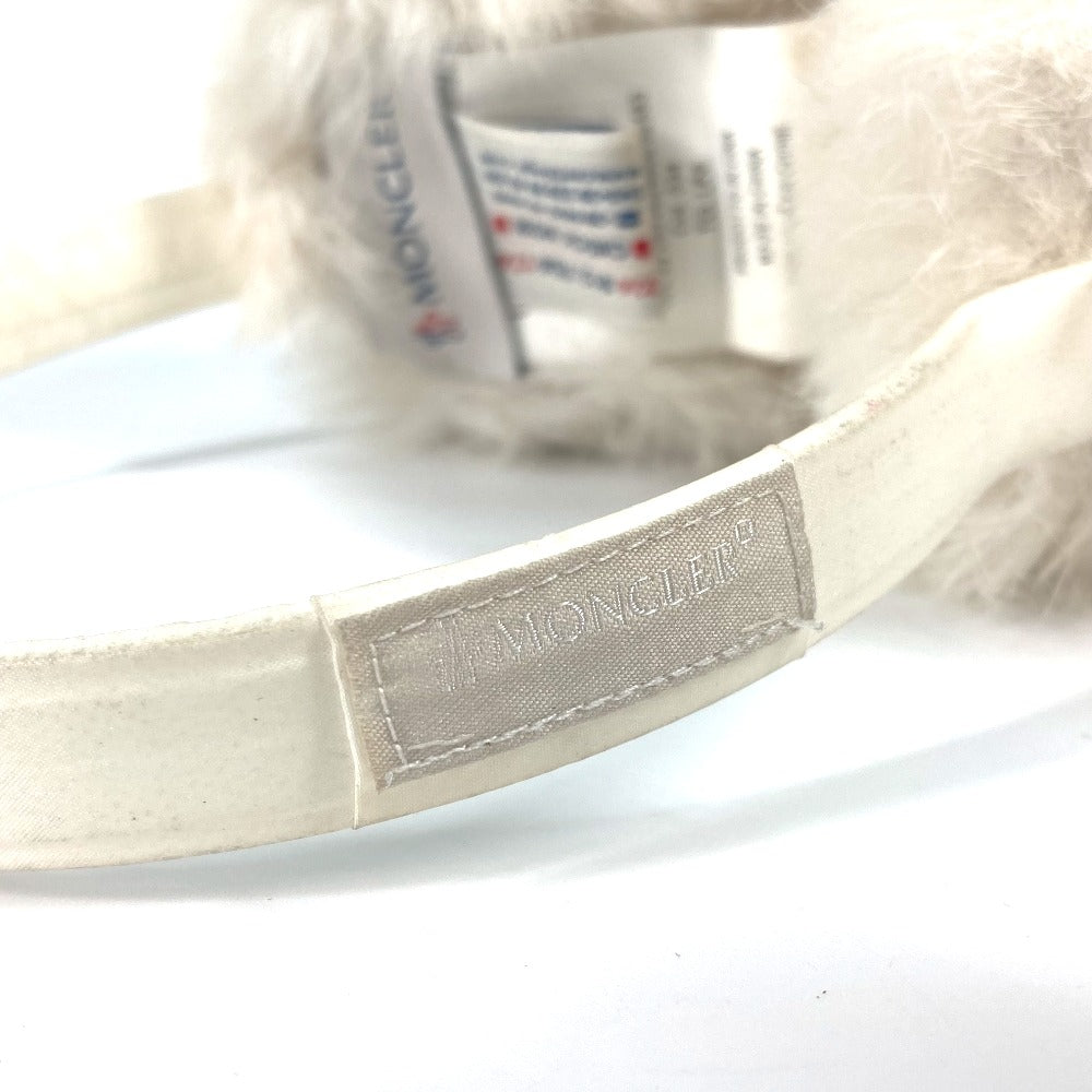 MONCLER Earmuff Nylon, Fur white Earmuff Women Used Authentic