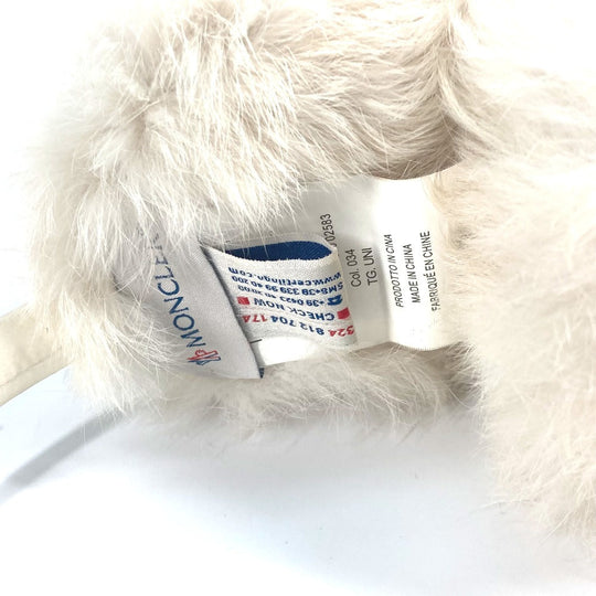 MONCLER Earmuff Nylon, Fur white Earmuff Women Used Authentic