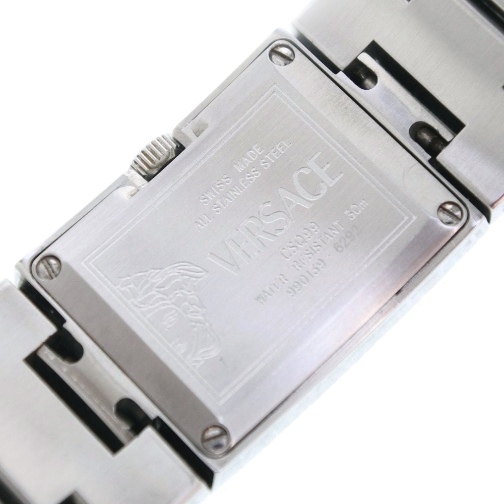 VERSACE Watches Quartz CSQ99 Stainless Steel Silver Bangle watch Diamond Bezel black dial
