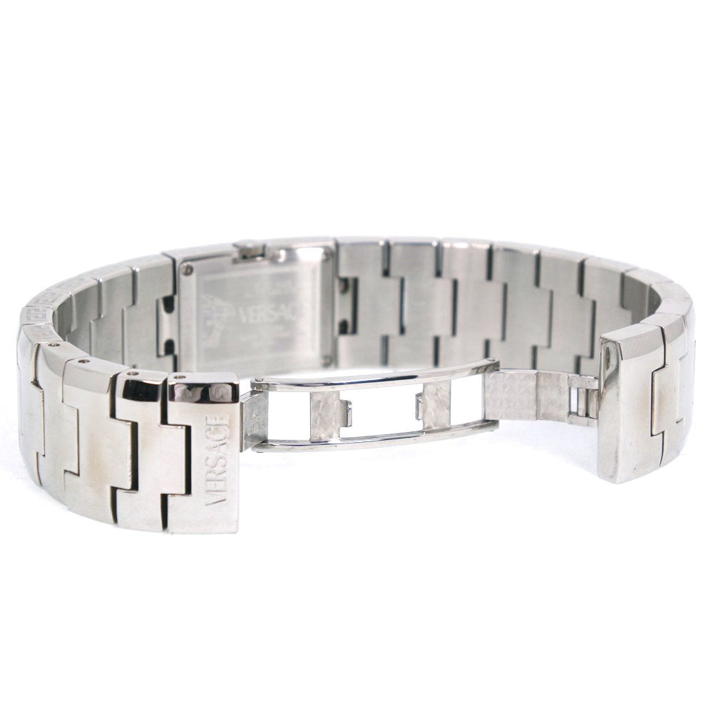 VERSACE Watches Quartz CSQ99 Stainless Steel Silver Bangle watch Diamond Bezel black dial