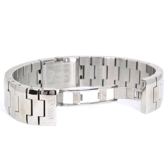 VERSACE Watches Quartz CSQ99 Stainless Steel Silver Bangle watch Diamond Bezel black dial