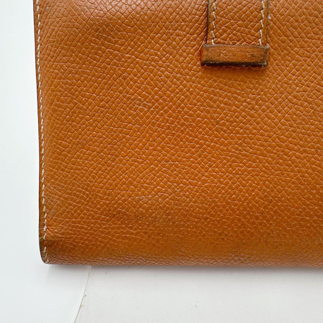 HERMES Bifold Wallet Epsom Brown Folded wallet SVMetal BEAN Compact Women(Unisex) Used Authentic