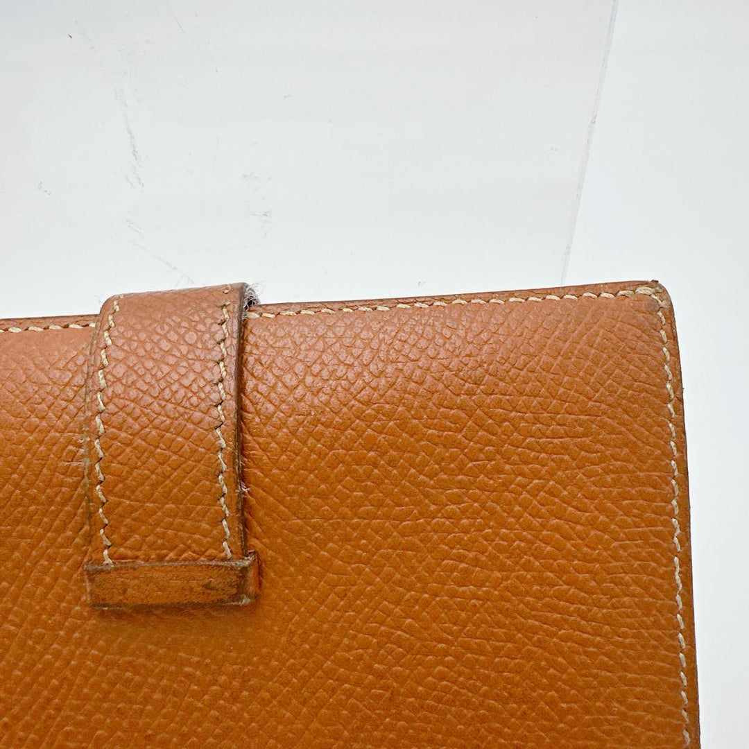 HERMES Bifold Wallet Epsom Brown Folded wallet SVMetal BEAN Compact Women(Unisex) Used Authentic