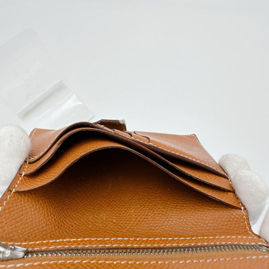 HERMES Bifold Wallet Epsom Brown Folded wallet SVMetal BEAN Compact Women(Unisex) Used Authentic