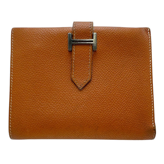 HERMES Bifold Wallet Epsom Brown Folded wallet SVMetal BEAN Compact Women(Unisex) Used Authentic