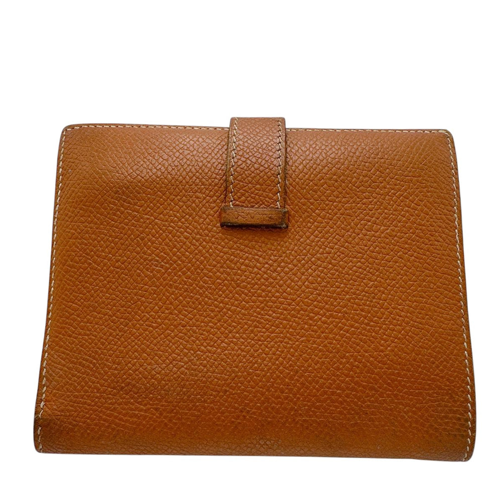 HERMES Bifold Wallet Epsom Brown Folded wallet SVMetal BEAN Compact Women(Unisex) Used Authentic
