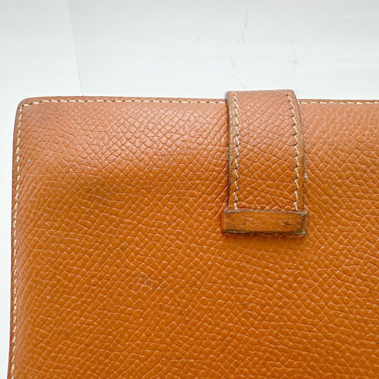 HERMES Bifold Wallet Epsom Brown Folded wallet SVMetal BEAN Compact Women(Unisex) Used Authentic