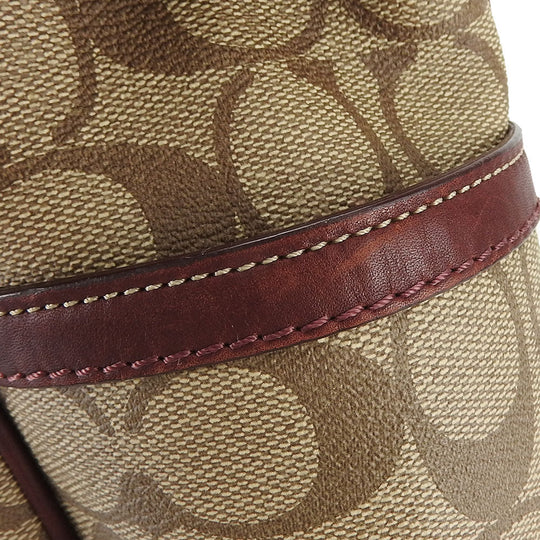 COACH Tote Bag 70072 PVC, Leather Brown Heritage stripe Women Used Authentic