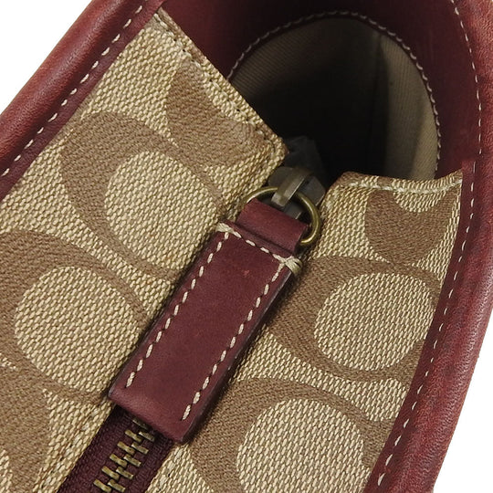 COACH Tote Bag 70072 PVC, Leather Brown Heritage stripe Women Used Authentic