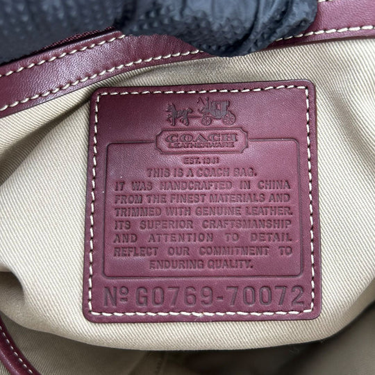 COACH Tote Bag 70072 PVC, Leather Brown Heritage stripe Women Used Authentic