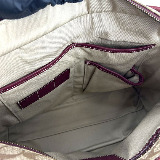 COACH Tote Bag 70072 PVC, Leather Brown Heritage stripe Women Used Authentic