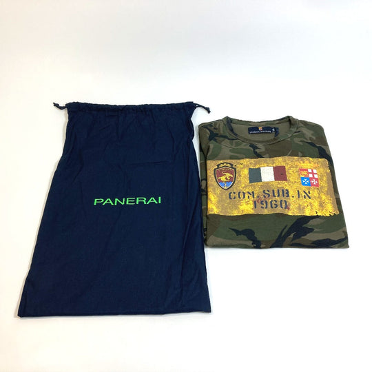PANERAI Short sleeve T-shirt cotton green marina militare camouflage mens S Used Authentic