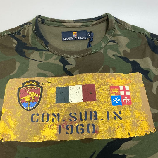 PANERAI Short sleeve T-shirt cotton green marina militare camouflage mens S Used Authentic