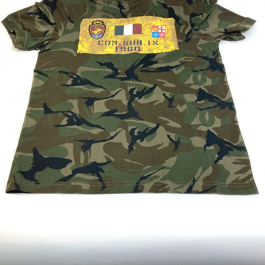 PANERAI Short sleeve T-shirt cotton green marina militare camouflage mens S Used Authentic