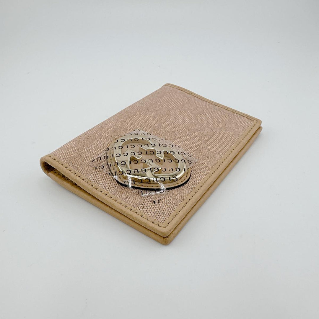 GUCCI name card holder 251848 canvas beige name card holder WG Canvas Women Used Authentic