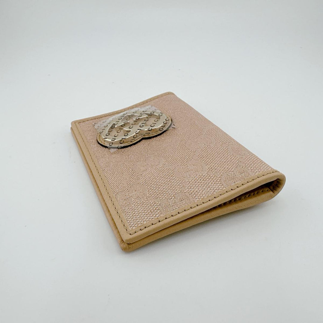 GUCCI name card holder 251848 canvas beige name card holder WG Canvas Women Used Authentic