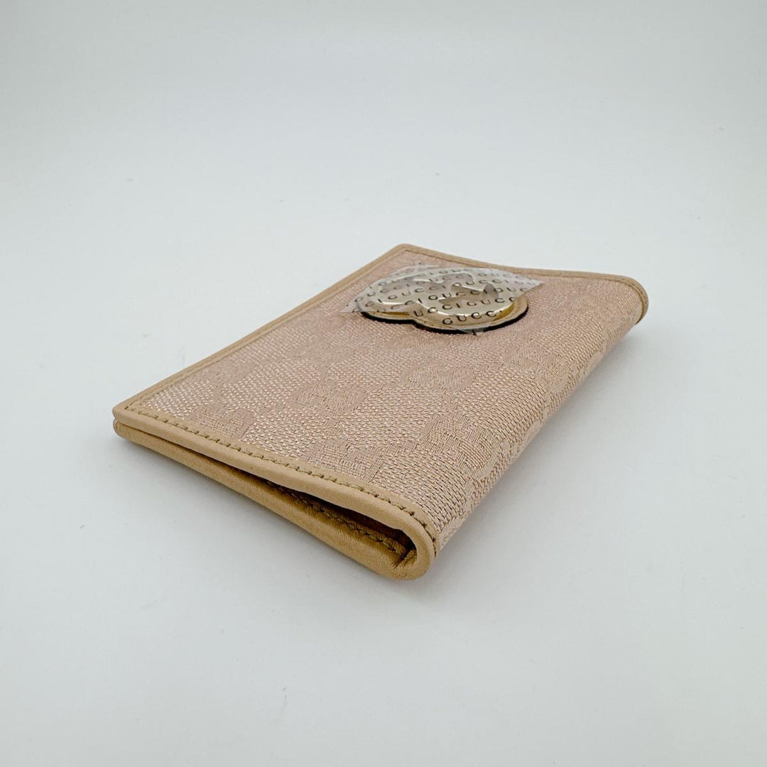 GUCCI name card holder 251848 canvas beige name card holder WG Canvas Women Used Authentic