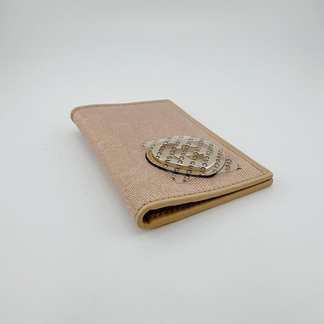 GUCCI name card holder 251848 canvas beige name card holder WG Canvas Women Used Authentic