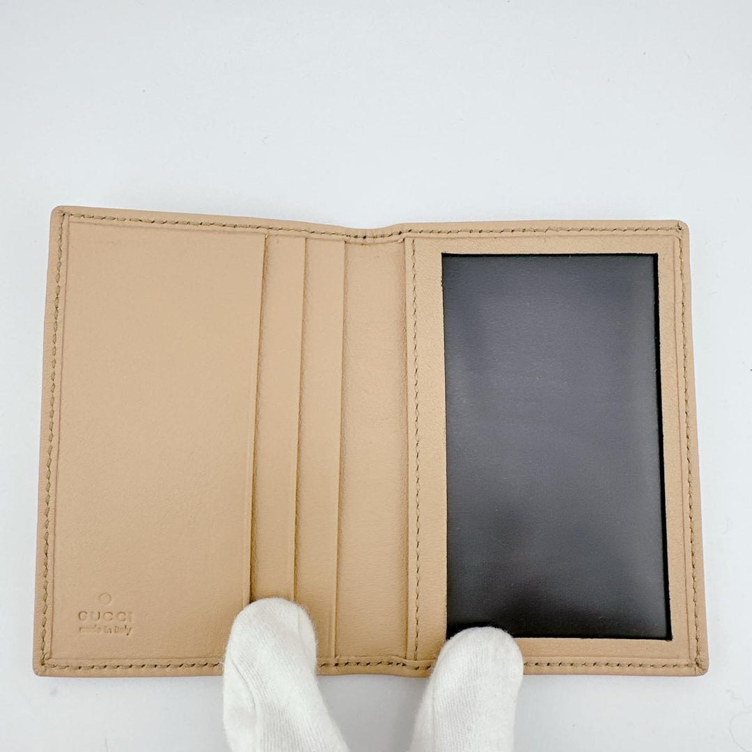 GUCCI name card holder 251848 canvas beige name card holder WG Canvas Women Used Authentic