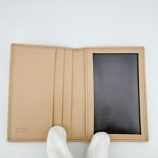 GUCCI name card holder 251848 canvas beige name card holder WG Canvas Women Used Authentic