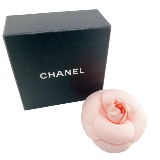 CHANEL Brooch fabric pink corsage Camelia box Women Used Authentic