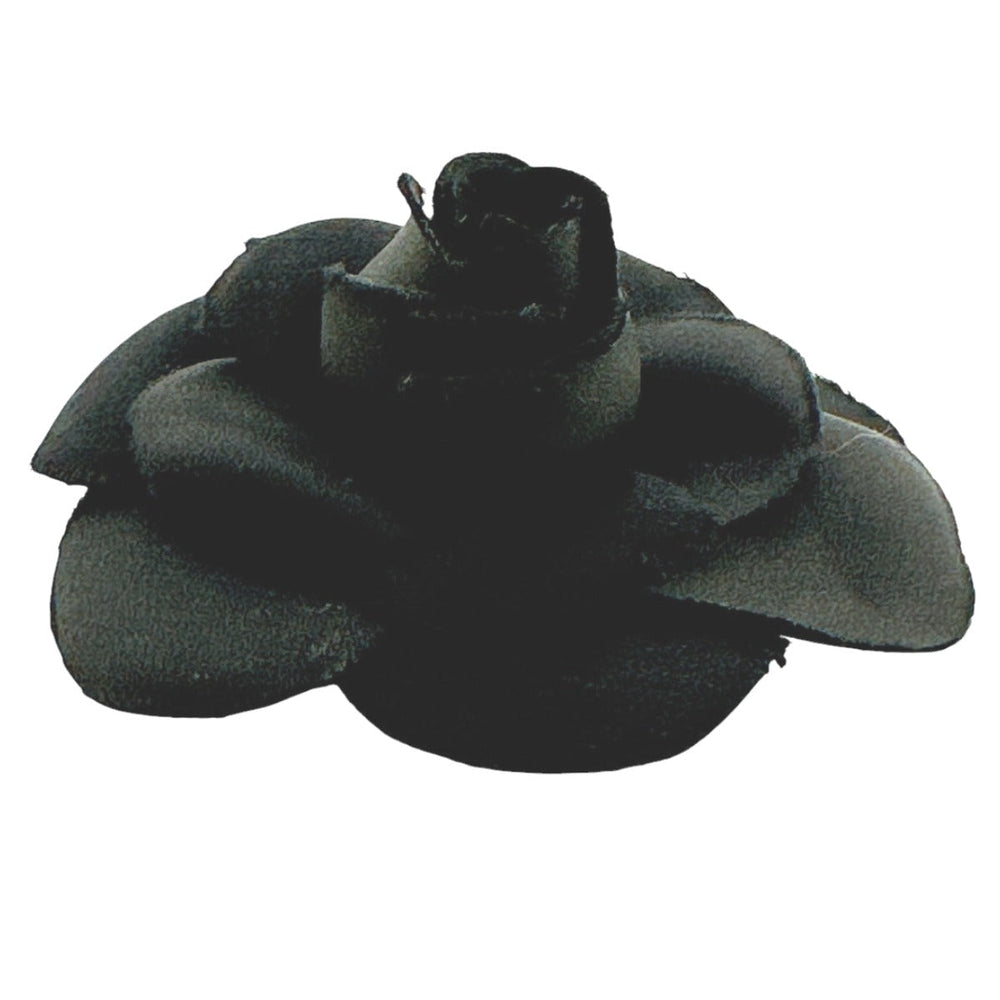 CHANEL Brooch textile black corsage Camelia Women Used Authentic