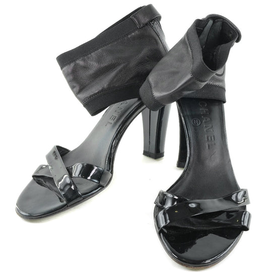 CHANEL pumps leather black COCO Mark Women 36 1/2C Used Authentic