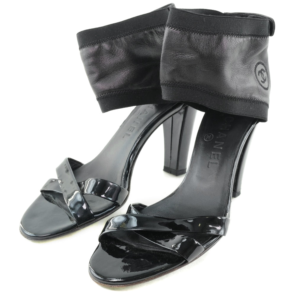 CHANEL pumps leather black COCO Mark Women 36 1/2C Used Authentic