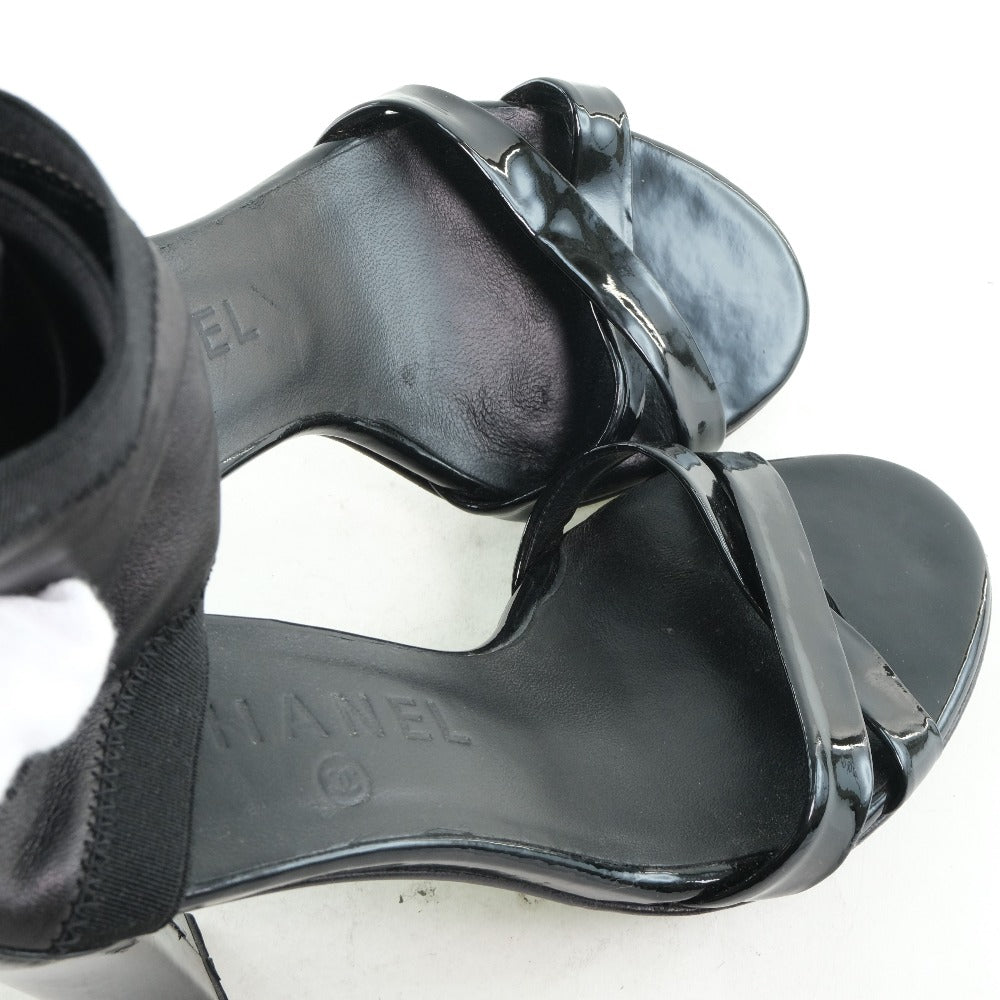 CHANEL pumps leather black COCO Mark Women 36 1/2C Used Authentic