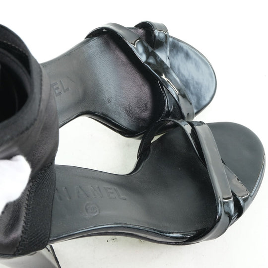 CHANEL pumps leather black COCO Mark Women 36 1/2C Used Authentic