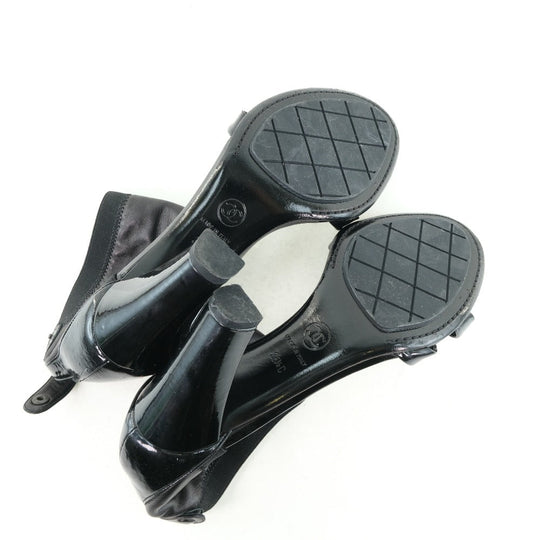CHANEL pumps leather black COCO Mark Women 36 1/2C Used Authentic
