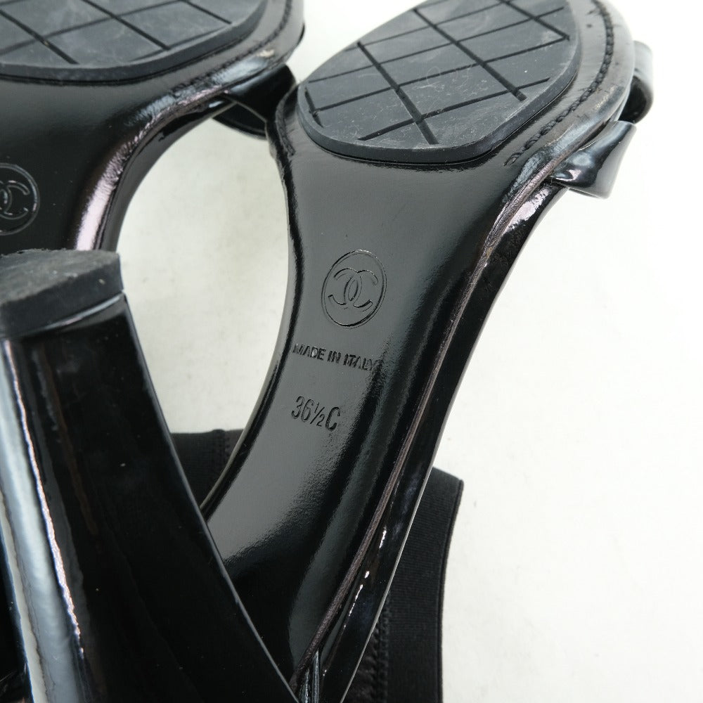 CHANEL pumps leather black COCO Mark Women 36 1/2C Used Authentic