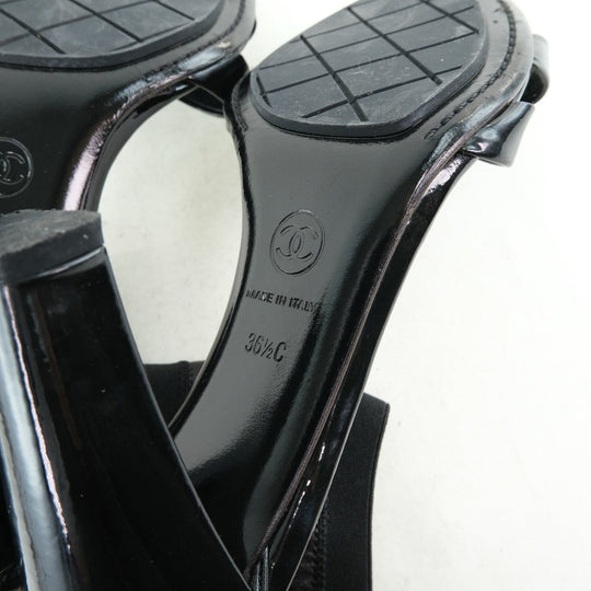 CHANEL pumps leather black COCO Mark Women 36 1/2C Used Authentic