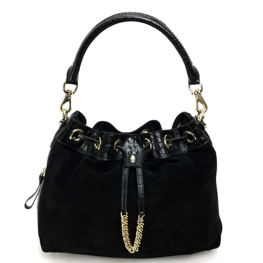 COLE HAAN Shoulder Bag Suede / leather black Drawstring type Shoulder Bag Women Used Authentic