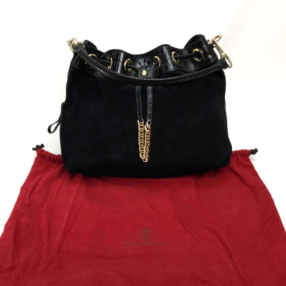 COLE HAAN Shoulder Bag Suede / leather black Drawstring type Shoulder Bag Women Used Authentic