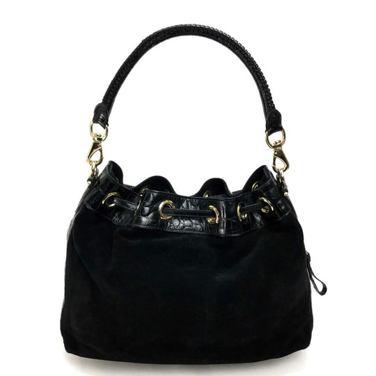 COLE HAAN Shoulder Bag Suede / leather black Drawstring type Shoulder Bag Women Used Authentic
