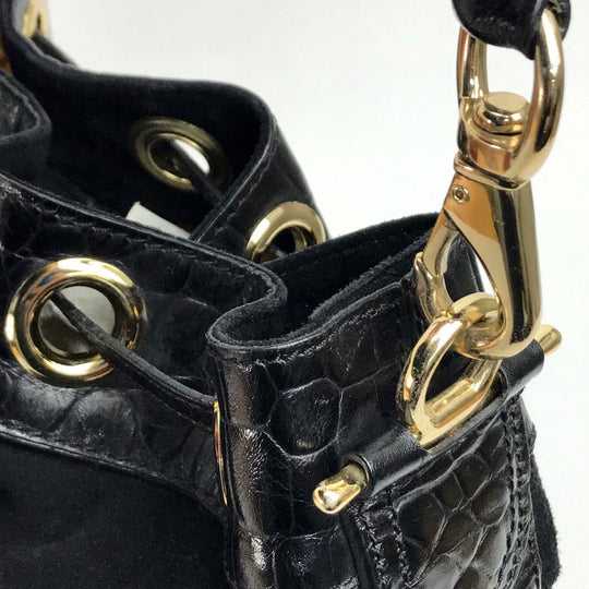 COLE HAAN Shoulder Bag Suede / leather black Drawstring type Shoulder Bag Women Used Authentic