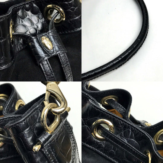 COLE HAAN Shoulder Bag Suede / leather black Drawstring type Shoulder Bag Women Used Authentic