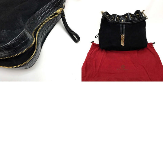 COLE HAAN Shoulder Bag Suede / leather black Drawstring type Shoulder Bag Women Used Authentic