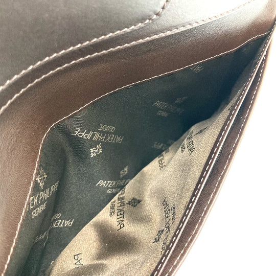 PATEK PHILIPPE Travel case leather Brown logo Novelty not for sale mens Used Authentic