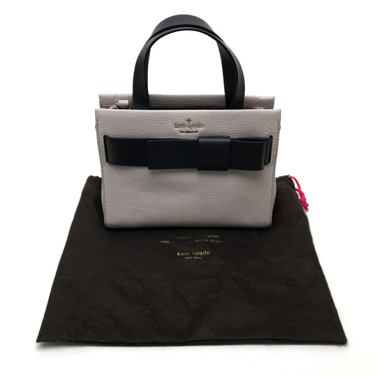 Kate Spade Handbag PXRU6082 leather Gray typex black Shoulder Crossbody Po Plat Street Women Used Authentic