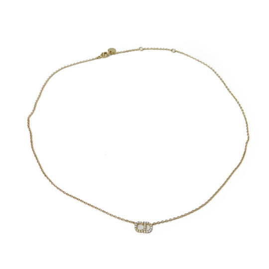 Dior Necklace N0717CDLCY_D301 Rhinestone x metal clear CD logo Claire Dee Lune